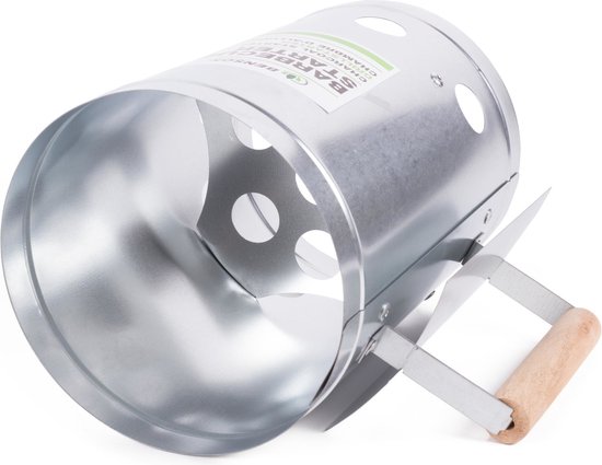 BBQ Collection Houtskoolstarter - BBQ Starter voor Houtskool en Briketten - 27 x 16 CM - Brikettenstarter - Snel de Barbecue Aansteken - Hittebestendig Handvat - Metaal - Zilver van BBQ Collection