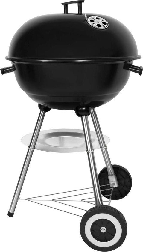 BBQ Draagbare Kolen Barbecue Ronde Deksel Dubbele Wiel φ 41cm Hoogte 70cm - Zwart