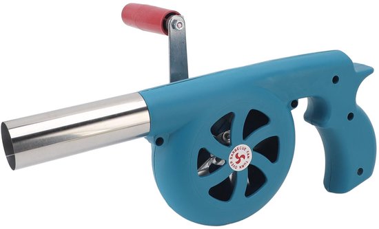 BBQ Fan Air Blower Portable Hand Crank BBQ Fan, Increase Firepower, Fast Air Blower for Outdoor Camping and Barbecuing, Barbecue Charcoal Grills, Blue, Blue van Merkloos