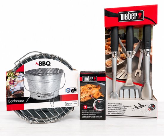 BBQ Grillpakket – Barbecue – Weber Premium BBQ Gereedschap – Weber iGrill Thermometer – Complete BBQ Set van Weber