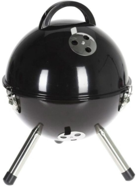 BBQ houtskool met deksel – Compact - BBQ tafelmodel – zwart - BBQ Camping - Balkon BBQ - kleine BBQ van Merkloos