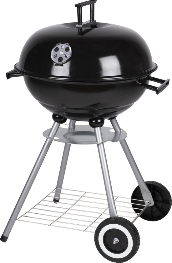BBQ - Houtskoolbarbecue - Kogelbarbecue 45 x 70 centimeter - Ronde Barbecue - Barbecue op Wielen - Zwart - Metaal