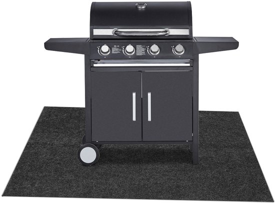 BBQ Mat Rechthoek 75x120 cm - Barbecue vloermat voor BBQ - Grijs Barbecue tapijt voor barbecueën, terras en tuin