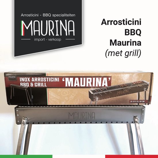 BBQ Maurina voor Arrosticini - 81 cm - met houtskool - plaats voor 40 stokjes
