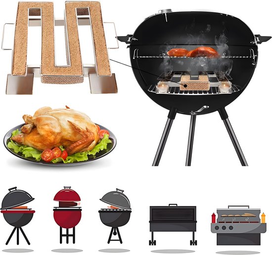 BBQ Rookbox 304 RVS - Rookmand met Dubbele Steun - Met Houtsnippers - Rookbakje voor Grill en Barbecue - M Model