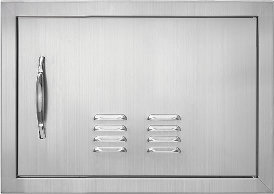 Bbq-Toegangsdeur, 508 X 356 mm, Enkele Buitenkeukendeur,Verzonken Gemonteerd In Roestvrij Staal,Verticale Wandmontage met Handgreep en Ventilatieopeningen voor Bbq Eiland en Grillstation