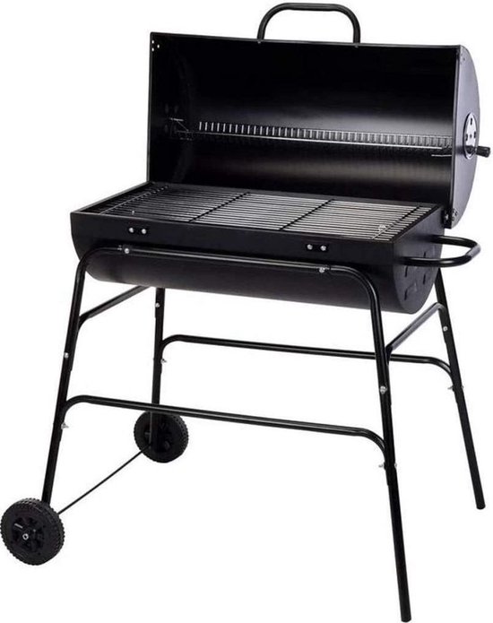 BBQ XL Houtskoolbarbecue - Cilindervorm - Grilloppervlak (LxB) 71 x 35 cm - Zwart van Merkloos