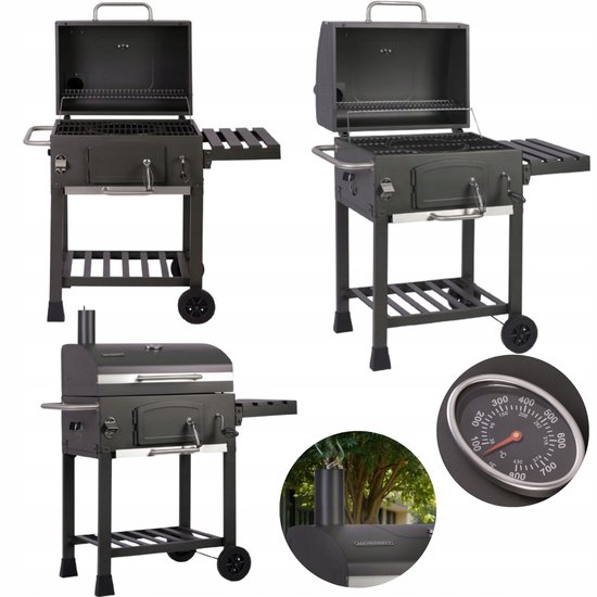 BBQChef Berdsen Koolgrill 57x43cm met Thermometer & Gietijzeren Haan van Merkloos