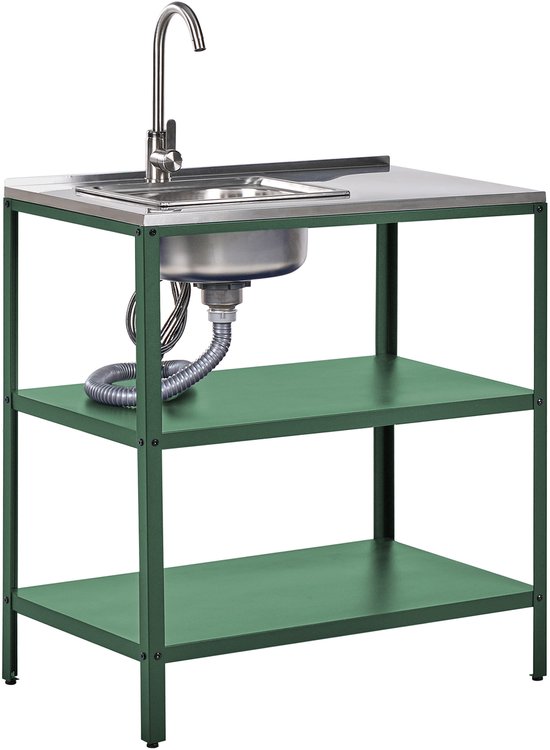 BELIANI VILAMA - Buitenkeuken met spoelbak - Groen - 80x50x92 cm - Staal