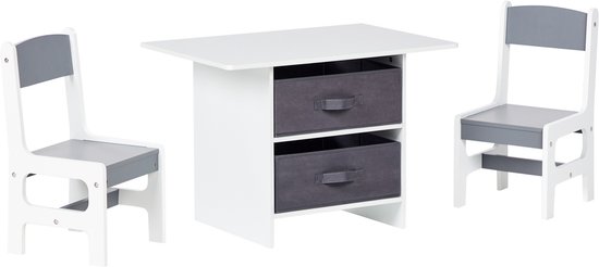 BELIANI YALGOO - Kindertafel met stoelen - Grijs/Wit - MDF van BELIANI