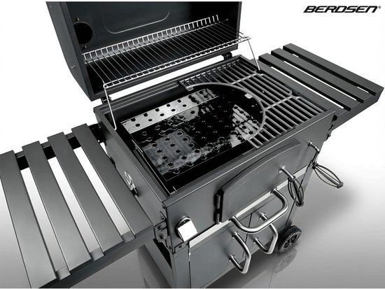 Berdsen BBQChef™ BD-893 - Houtskoolbarbecue met Deksel en Schoorsteen - Gietijzeren Rooster - Thermometer & Askast - Antraciet