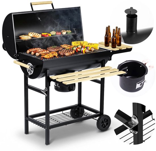 Berdsen BD-895 Serie - Houtskoolbarbecue - Met Thermometer - Met Popielnik - Zwarte Kleur