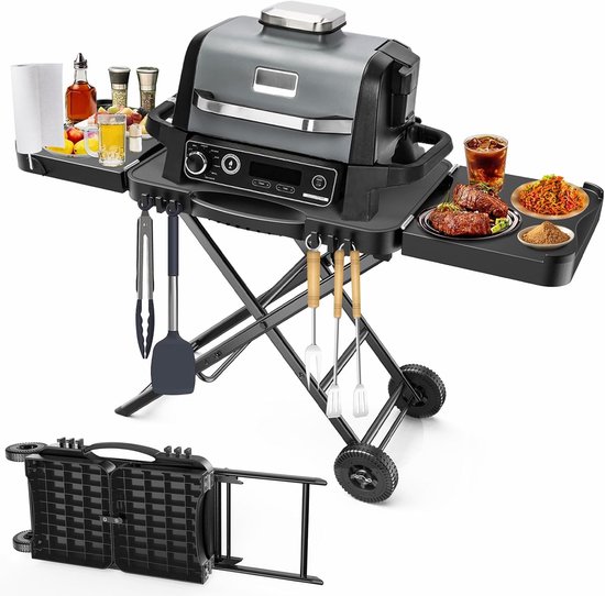Binnen grilltafelstandaard voor Ninja Woodfire outdoor grill (OG701 OG850 OG951 serie), 130 cm groot ruimte, inklapbare camping tailgating tafel voor Blackstone griddle/Onni pizza van Ninja