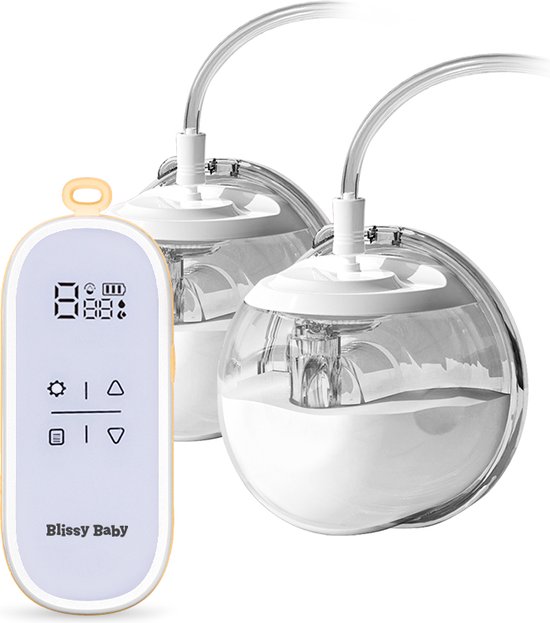 Blissy Baby Pro Handsfree dubbele elektrische Borstkolf - elektrische borstkolf - Draadloze Borstkolf - Borstkolf - Transparant/Geel - BPA Vrij - Pro Blissy Baby Borstkolf van BLISS