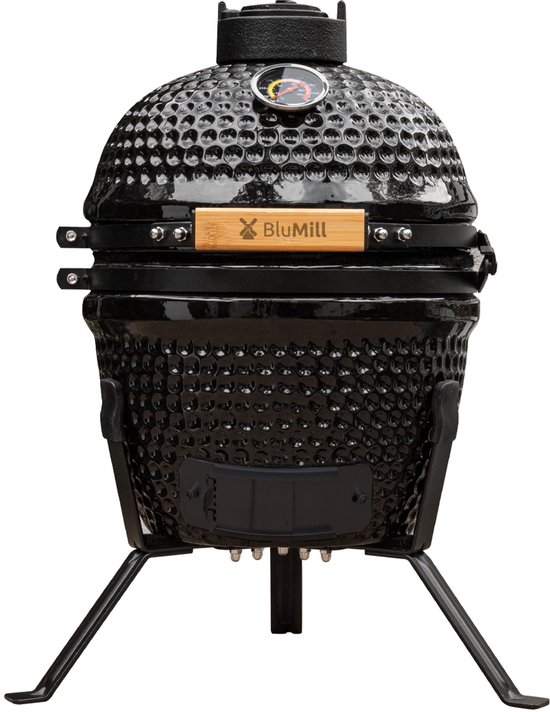BluMill Kamado BBQ Egg - Kamado 13 Inch - Houtskoolbarbecues - Zwart - Ø 26cm - Houtskoolbarbecue Met Thermometer van Merkloos