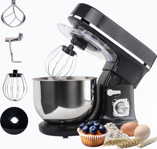 BluMill Keukenmixer - 1200W - 6 Snelheden - 5L - Zwart Chrome van BluMill