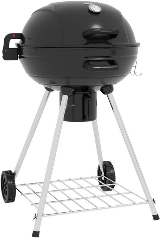 Bol Grill – Houtskoolbarbecue – BBQ Oven – Buitenkeuken – Ronde Barbecue – 54 cm Grilloppervlak – Ingebouwde Thermometer & Uitneembare Aslade – Zwart