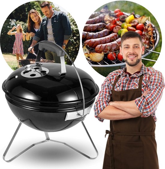 Bolvormige Houtskoolgrill, op Poten, met Deksel 37x37x44 cm van VidaXL