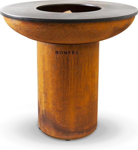 BonFeu BonBiza BBQ XL Corten – Grote BBQ met Plancha en Vuurschaal voor Buiten Koken - Gemaakt van Cortenstaal - 98x98x100 cm van BonFeu
