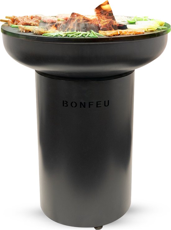 BonFeu BonBiza Zwart - Plancha Barbecue van Staal - 80x80x100 cm - Robuust en Stijlvol Ontwerp voor Buiten - Perfect voor Gezellige Barbecueavonden van BonFeu