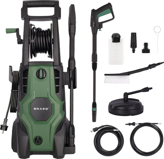 BRASQ Hogedrukreiniger HPW155 - Terrasreiniger - Hogedrukspuit – 1700W - 150 bar - 450 L/H - Complete set van BRASQ