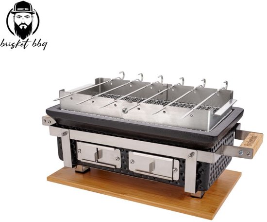 Brisket BBQ® Shichirin- Tafelgrill - Table Grill - Hibachi- Barbecue - Keramische Grill - Rechthoekige keramische BBQ van Merkloos