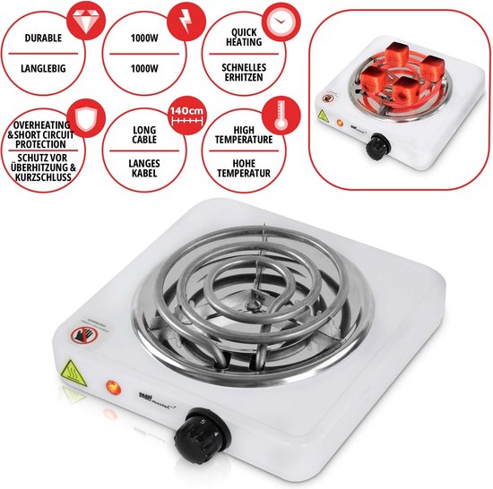 Broil-Master - Elektrische Kolenaansteker - 1000W Vermogen - Regelbare Temperatuur - Verwarmingsplaat - Verwarmingsspiraal - Grillaansteker - Warmhoudplaat - Brander - Wit