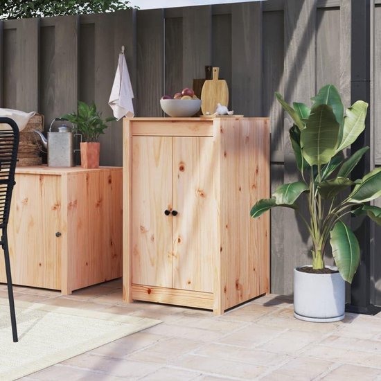 Buitendeuren Hout - Kastdeuren Tuin - Buitenkeuken Afwerking - Massief Grenenhout - 50x9x82 cm - Houtkleur