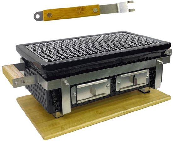 Buitenkado Hibachi Tafelgrill - compacte buitenbarbecue - rechthoekig - Keramische Japanese tafelgrill - houtskool - 2 t/m 6 personen van Buitenkado