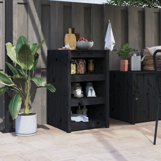 Buitenkeuken Kast - Tuinkast Metaal - Buiten Koken - Modulair Ontwerp - 55x55x92cm - Zwart