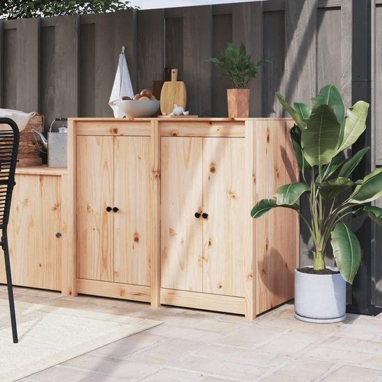 Buitenkeuken Kast - Tuinkast Opbergkast - Buiten Koken - Massief Hout - 109 x 57.6 x 14.5 cm - Houtkleur