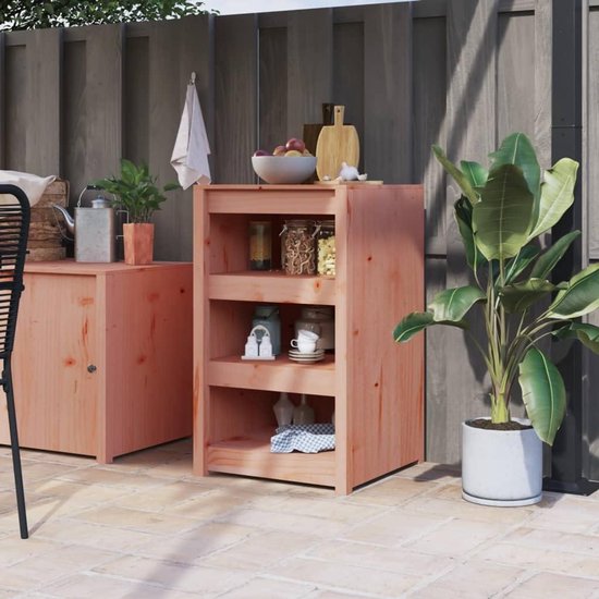 Buitenkeukenkast Hout - Outdoor Keukenmeubel - Opbergen Keukengerei - Modulair Ontwerp - 55x55x92 cm - Natuurlijk Douglas