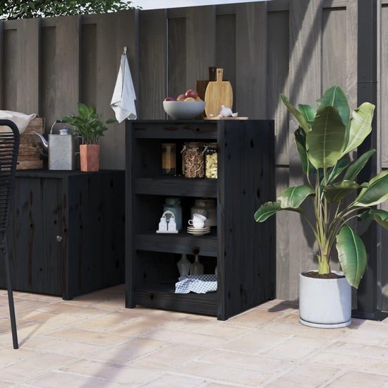 Buitenkeukenkast - Opbergkast Tuin - Buiten Koken - Modulair Ontwerp - 55x55x92 cm - Zwart