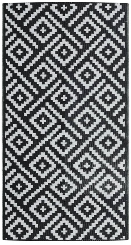 Buitenkleed | Buitentapijt ARAKIL 80x150 cm PP wit en zwart van Merkloos