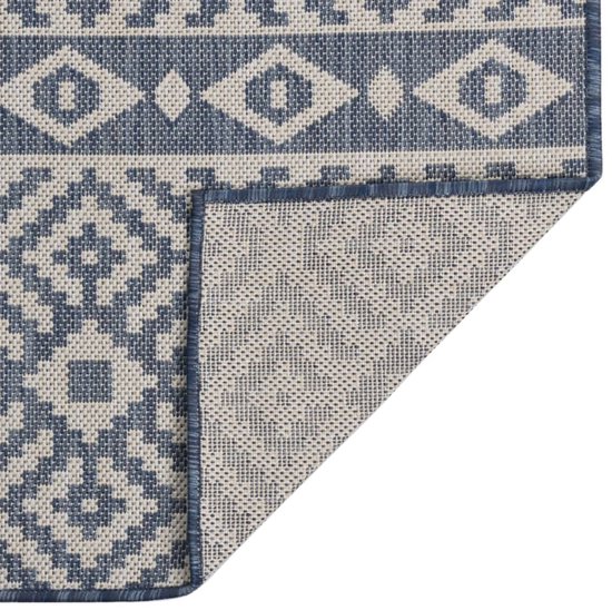 Buitenkleed | Buitentapijt met patroon platgeweven 160x230 cm blauw van Lifa Living