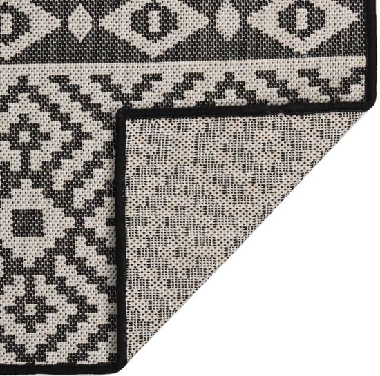 Buitenkleed | Buitentapijt met patroon platgeweven 160x230 cm zwart van Merkloos