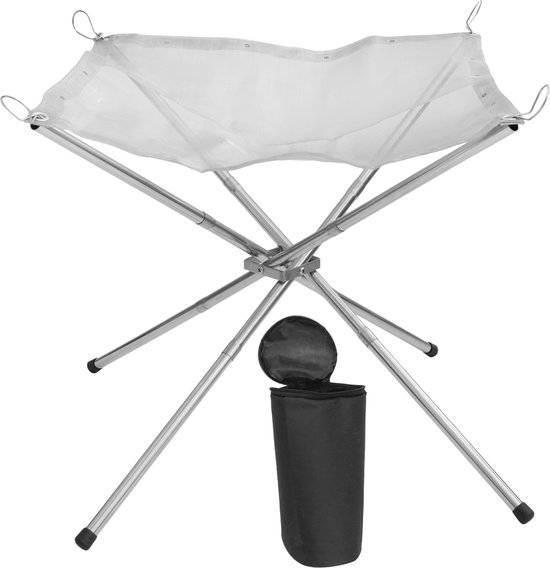 Camping Vuurplaats Driepoot - Vouwbaar RVS Kampvuur Rooster (42x42x32 cm, Zilver) van Merkloos