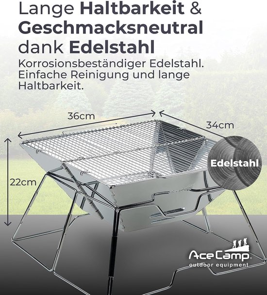 Campinggrill met draagtas, houtskoolgrills, opvouwbare opvouwbare grill, outdoor grill, roestvrijstalen grill, kleine grill, vouwgrill, picknickgrill, opvouwbare grill, houtskoolgrill van Merkloos