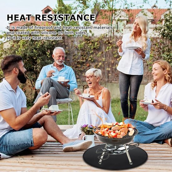 Candala cm, rond, vuurvaste onderlegger, herbruikbare vuurmat voor tafelhaard, siliconen coating, brandwerende mat, beschermingsdek en patio-mat van Candala