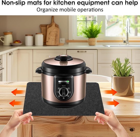 Candala Set van 2 vuurvaste onderleggers voor keukenapparaten, hittebeschermingsmat, 30 x 45 cm, brandwerende deken, antislip, ideaal voor koffiezetapparaten, magnetrons, broodroosters, luchtfriteuses - zwart van Candala