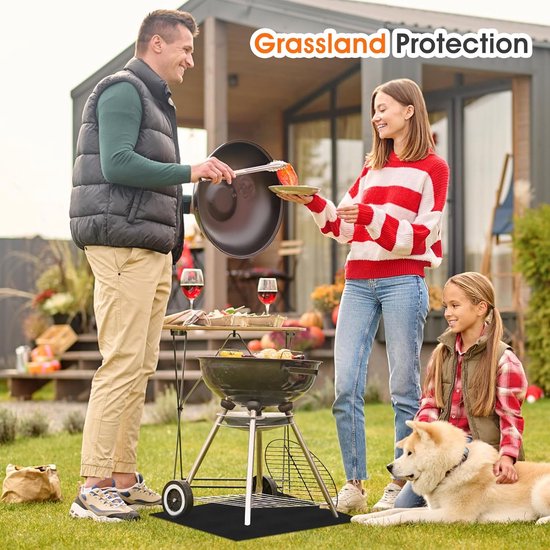 Candala Vuurvaste onderlegger, 50 x 50 cm, hittebeschermingsmat, hittebestendig, brandbeschermingsmat, niet brandbaar, BBQ-grillmat voor gasgrill, houtskoolbarbecue, zwart, H-GRT-YYQ-01283 van Candala