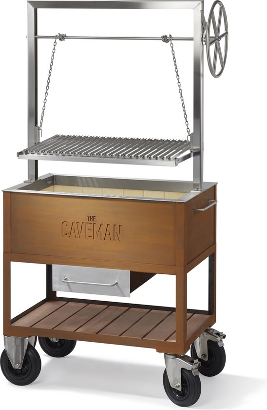 Caveman Grill 'Classic' - Argentijnse Grill - Santa Maria Grill - Barbecue - Houtvuur & Houtskool - Verstelbaar rooster - Vrijstaand - Dutch Design van Caveman Grill