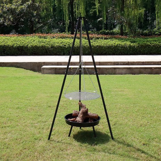 CCLIFE - Draaigrill met Grill - Statief - Vuurpan - Draagbaar - Draaibaar - Antislip - Camping - Tuin - Vrijstaande Barbecues›Houtgestookte Barbecues van Merkloos