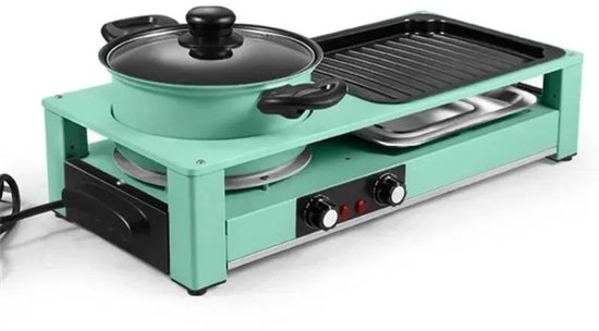 Celestul 3-In-1 Multikookmachine - Elektrische Grill - Hete Pot - Rookloze Barbecue - Tafelgrill - Grillplaat - Koken - Zwart