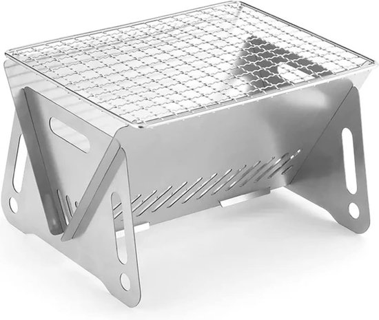 Charcoal Grill, Barbecue Camping Grill Folding Grill Table Grill Stand Grill Made of Stainless Steel Portable Removable BBQ Grill for Outdoor, Camping, Travel, Festival, Picnic for 1-2 People van Merkloos