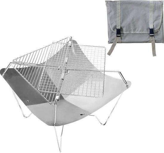 Charcoal Grill Stainless Steel Folding Barbecue Camping Grill Stack Grill BBQ Grill Small Portable Grill Picnic Grill Fire Bowl Camping for Outdoor Hiking Garden Cooking