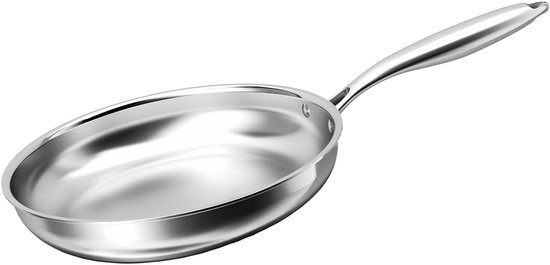 Cheffinger, Koekenpan 24 cm Geschikt voor Alle Warmtebronnen Inductie van Roestvrij Staal, Zilver van Cheffinger