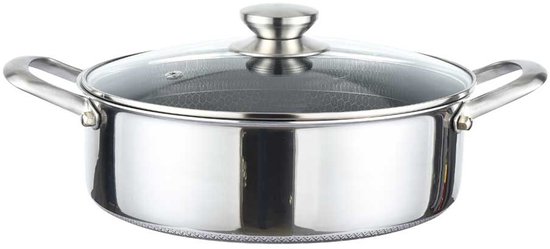 Cheffinger, Sauteerpan 32 cm met honingraatcoating, deksel en roestvrijstalen handgrepen, Zilveren van Merkloos