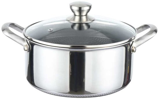 Cheffinger, Soeppan 28 cm, 8 l, met antiaanbaklaag en deksel, Zilveren van Cheffinger