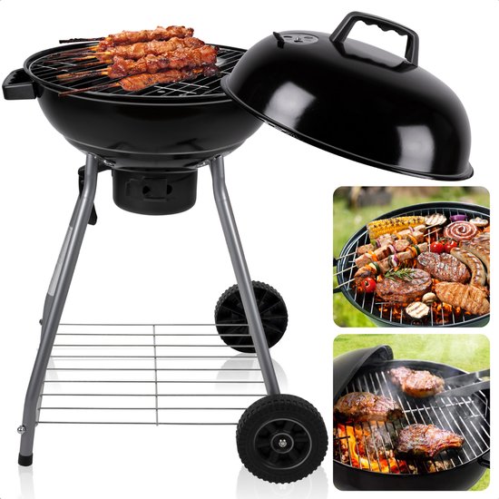 Cheqo® Barbecue - BBQ - Verrijdbare Kogelbarbecue - Houtskool BBQ met Deksel - Verplaatsbaar met Wielen - Inclusief EBOOK van Cheqo